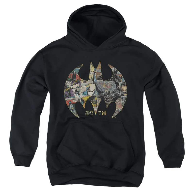 Batman Kids Hoodie 80th Anniversary Shield Black Hoody