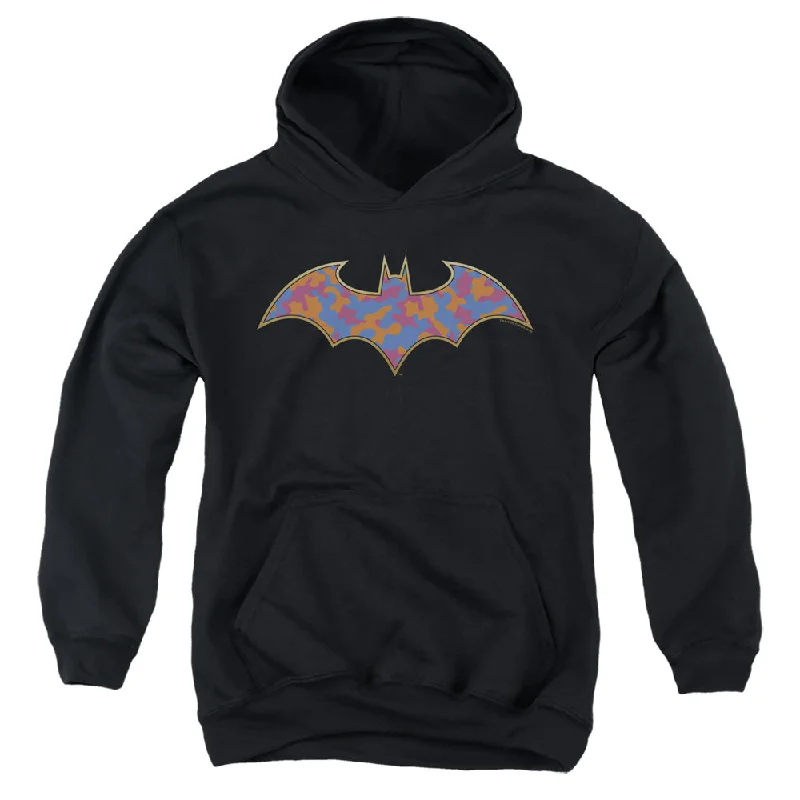 Batman Kids Hoodie Colored Camo Logo Black Hoody