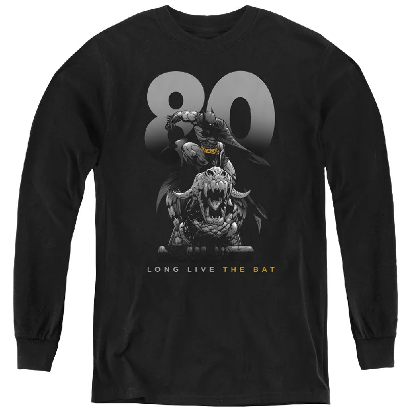 Batman Kids Long Sleeve Shirt 80 Years Long Live The Bat Black Tee