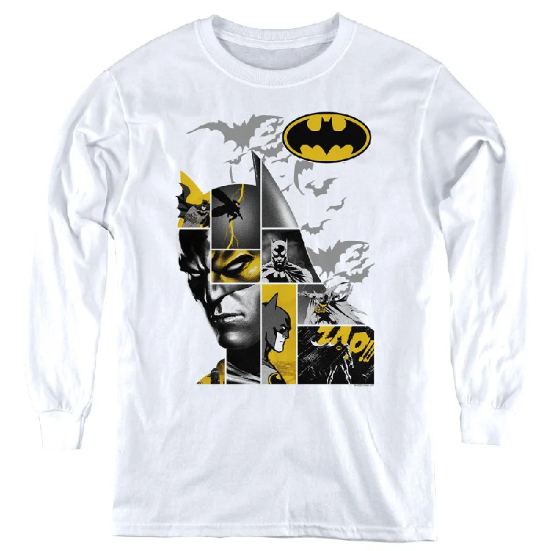 Batman Kids Long Sleeve Shirt Collage White Tee