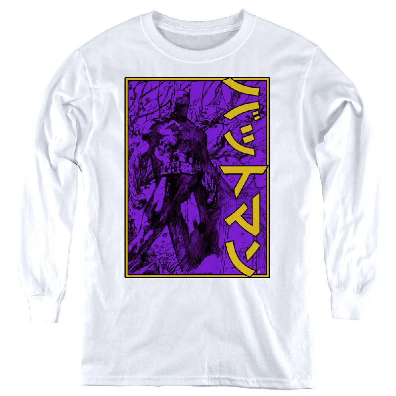 Batman Kids Long Sleeve Shirt Kanji Framed White Tee