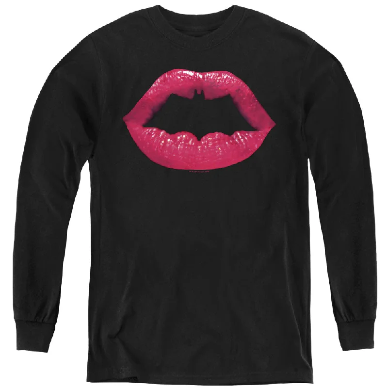 Batman Kids Long Sleeve Shirt Kiss Logo Black Tee