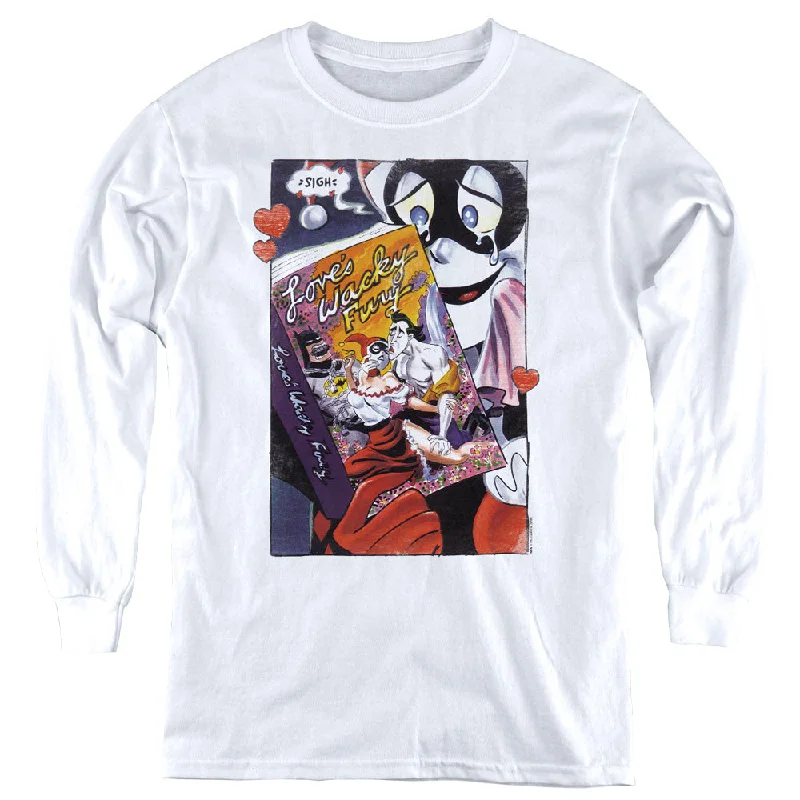 Batman Kids Long Sleeve Shirt Love's Wacky Fury White Tee