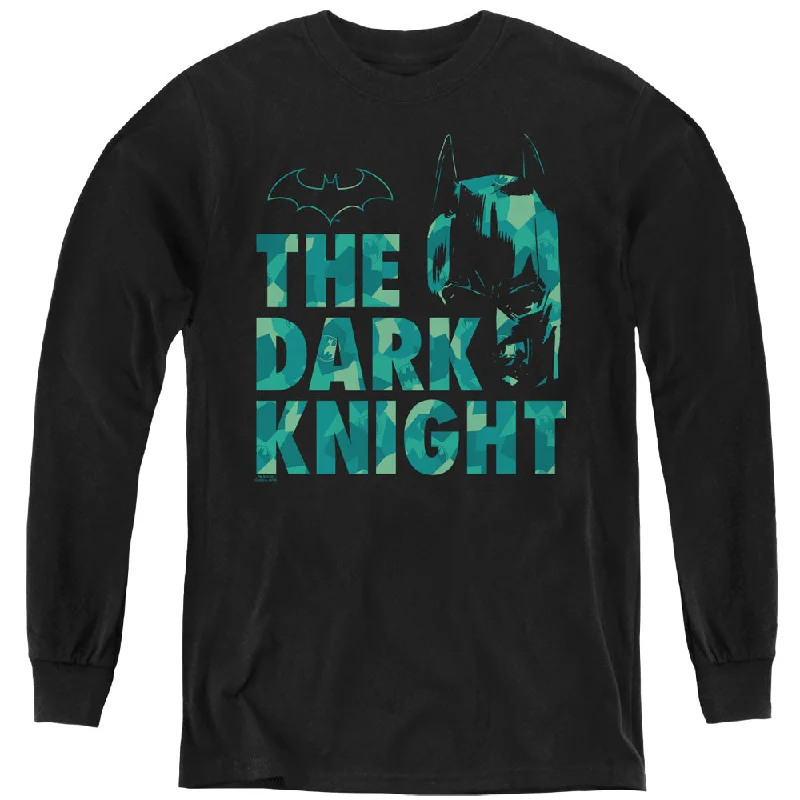 Batman Kids Long Sleeve Shirt The Dark Knight Pattern Black Tee