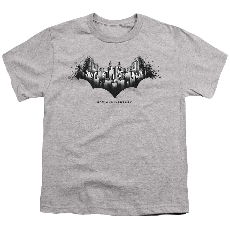 Batman Kids T-Shirt 80th Anniversary Gotham City Heather Tee