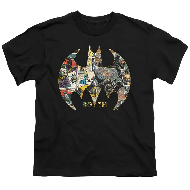 Batman Kids T-Shirt 80th Anniversary Shield Black Tee