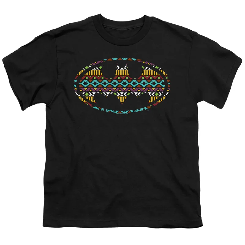 Batman Kids T-Shirt Aztec Art Logo Black Tee