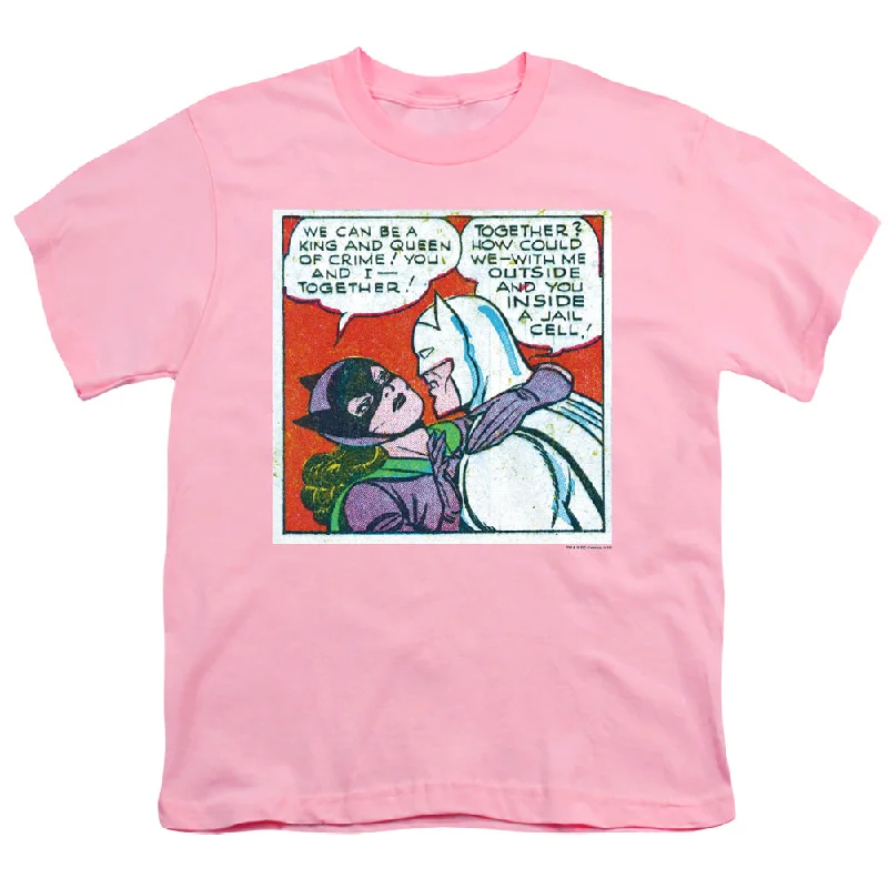 Batman Kids T-Shirt Batman and Catwomen Comic Strip Pink Tee