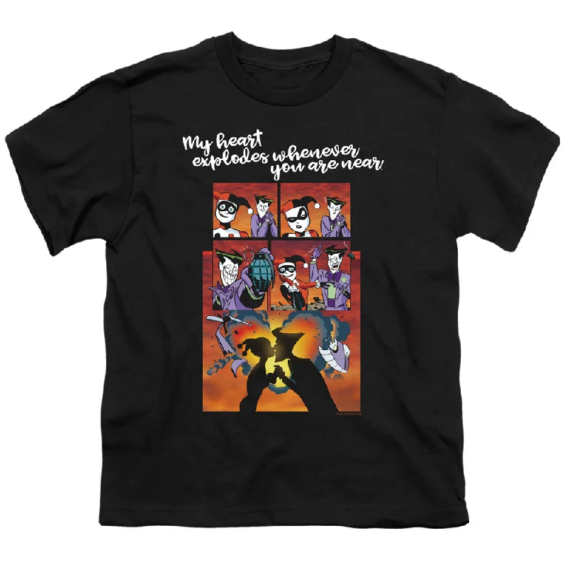 Batman Kids T-Shirt Heart Explodes Black Tee