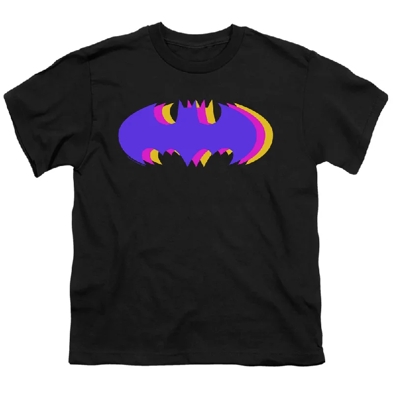 Batman Kids T-Shirt Tri Colored Logo Black Tee