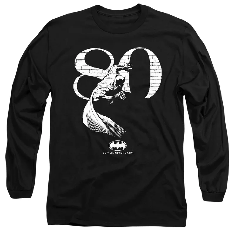 Batman Long Sleeve T-Shirt 80th Anniversary Brick Wall Black Tee