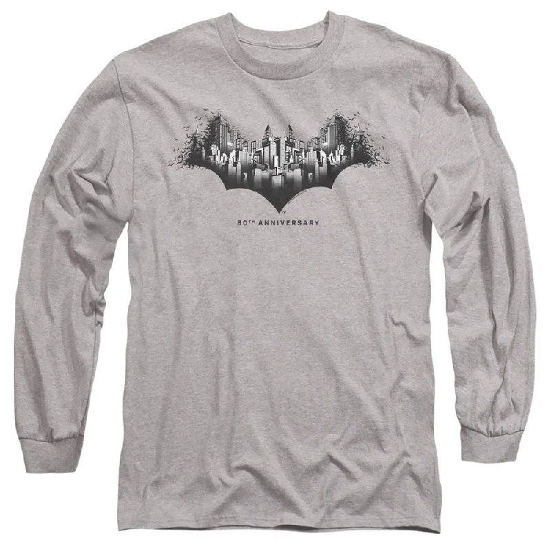 Batman Long Sleeve T-Shirt 80th Anniversary Gotham City Heather Tee