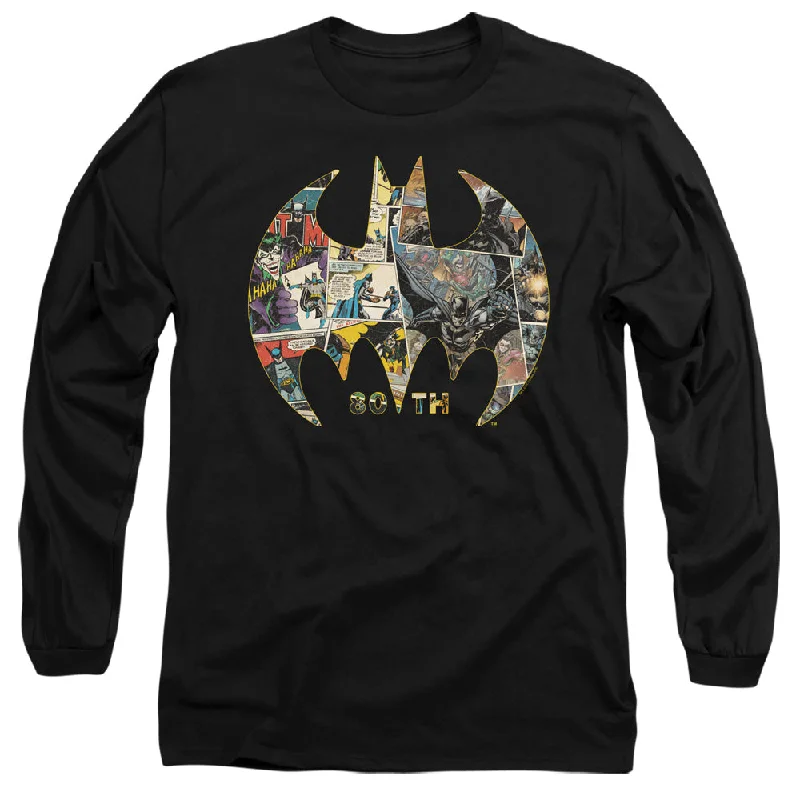 Batman Long Sleeve T-Shirt 80th Anniversary Shield Black Tee