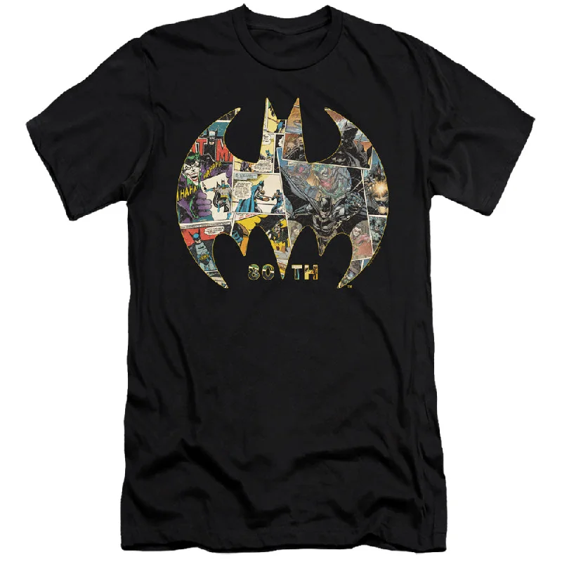 Batman Premium Canvas T-Shirt 80th Anniversary Shield Black Tee