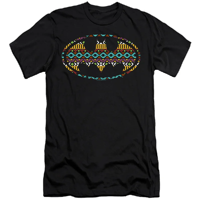 Batman Premium Canvas T-Shirt Aztec Art Logo Black Tee