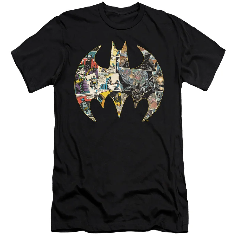 Batman Premium Canvas T-Shirt Collage Shield Black Tee