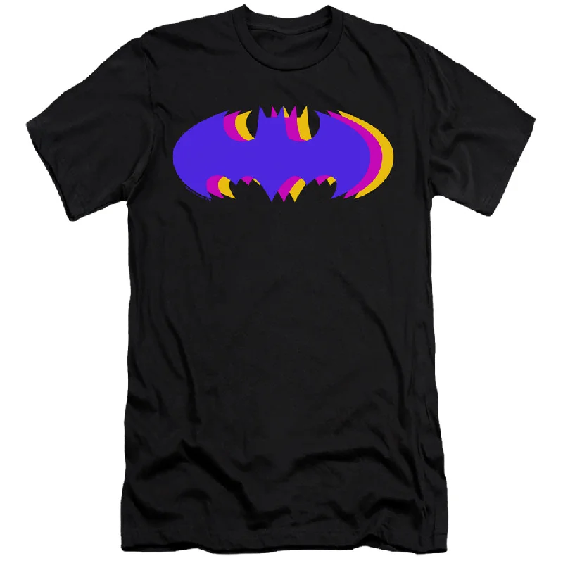 Batman Premium Canvas T-Shirt Tri Colored Logo Black Tee