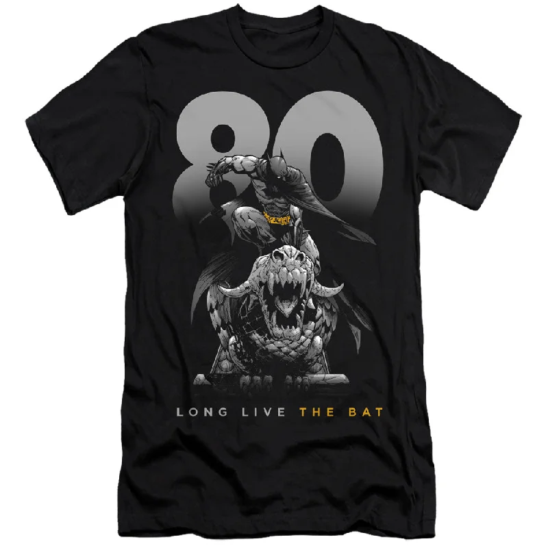 Batman Slim Fit T-Shirt 80 Years Long Live The Bat Black Tee