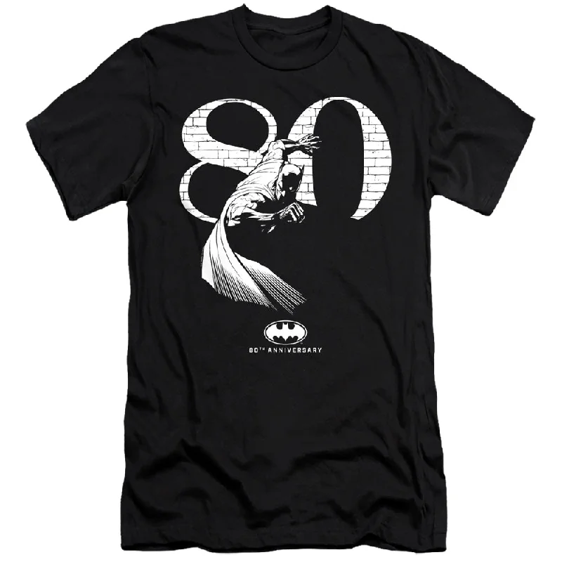 Batman Slim Fit T-Shirt 80th Anniversary Brick Wall Black Tee