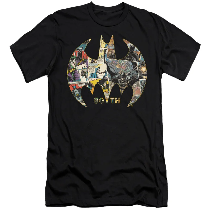 Batman Slim Fit T-Shirt 80th Anniversary Shield Black Tee