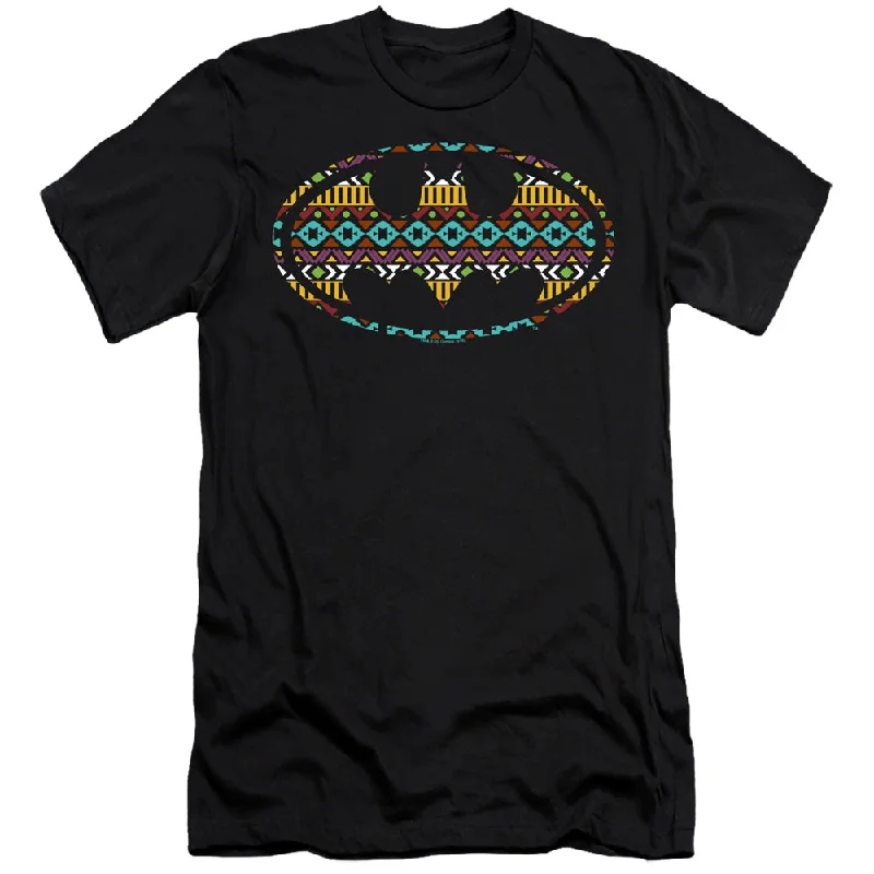 Batman Slim Fit T-Shirt Aztec Art Logo Black Tee