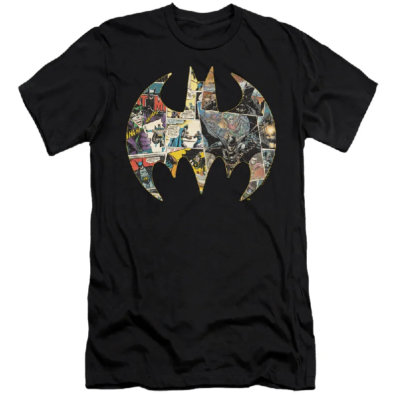 Batman Slim Fit T-Shirt Collage Shield Black Tee