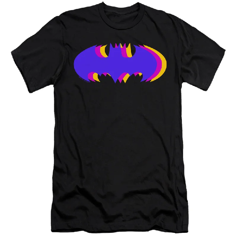 Batman Slim Fit T-Shirt Tri Colored Logo Black Tee