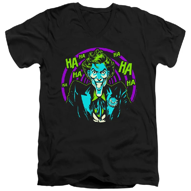 Batman Slim Fit V-Neck T-Shirt Joker Hahaha Black Tee