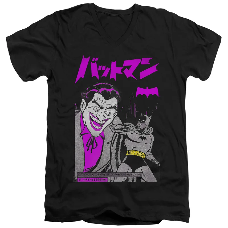 Batman Slim Fit V-Neck T-Shirt Kanji Cover Black Tee