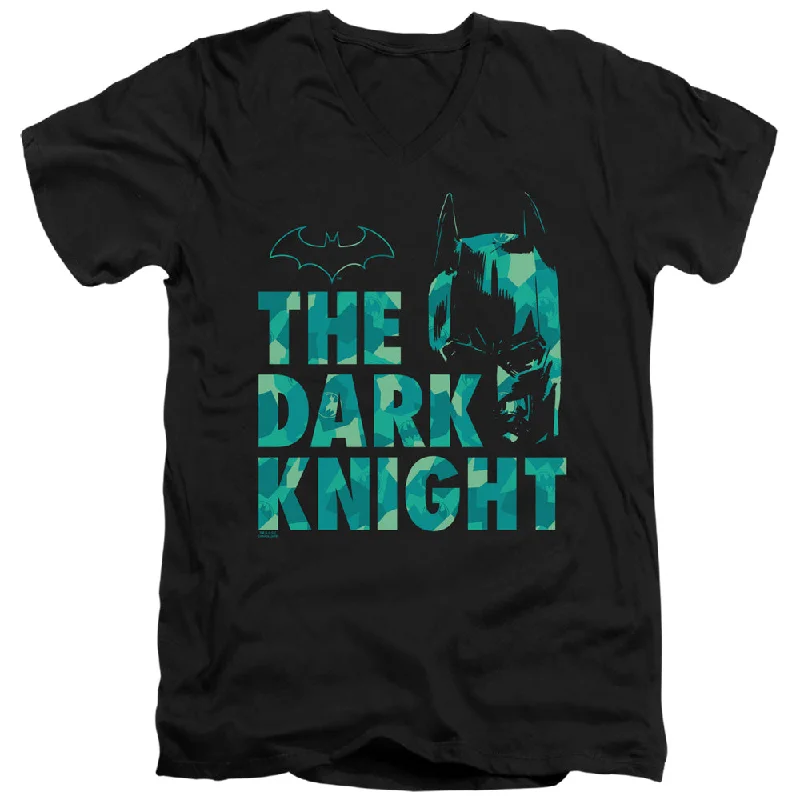 Batman Slim Fit V-Neck T-Shirt The Dark Knight Pattern Black Tee