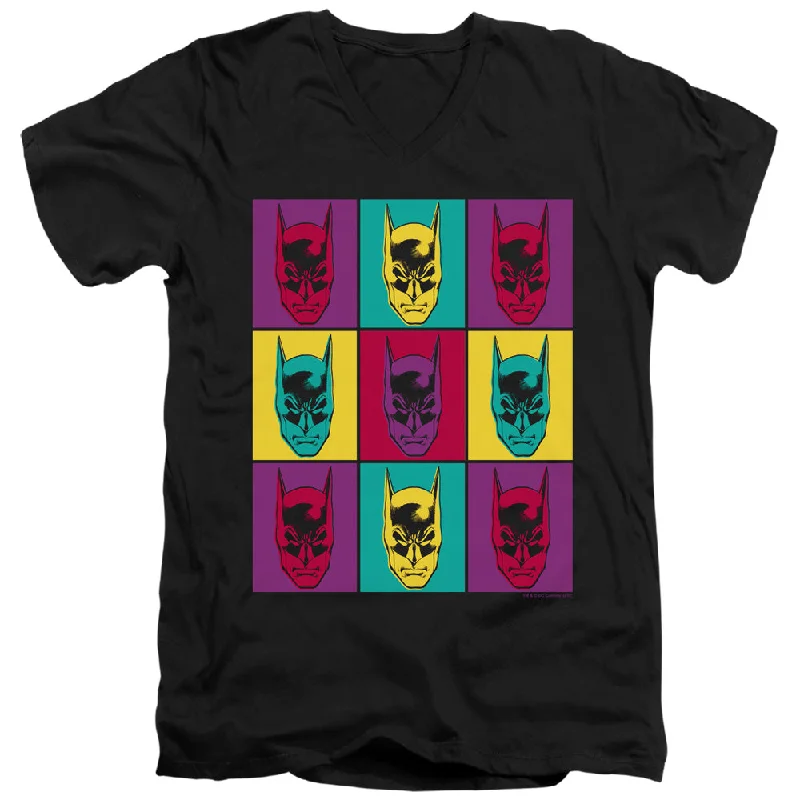 Batman Slim Fit V-Neck T-Shirt Warhol Art Black Tee