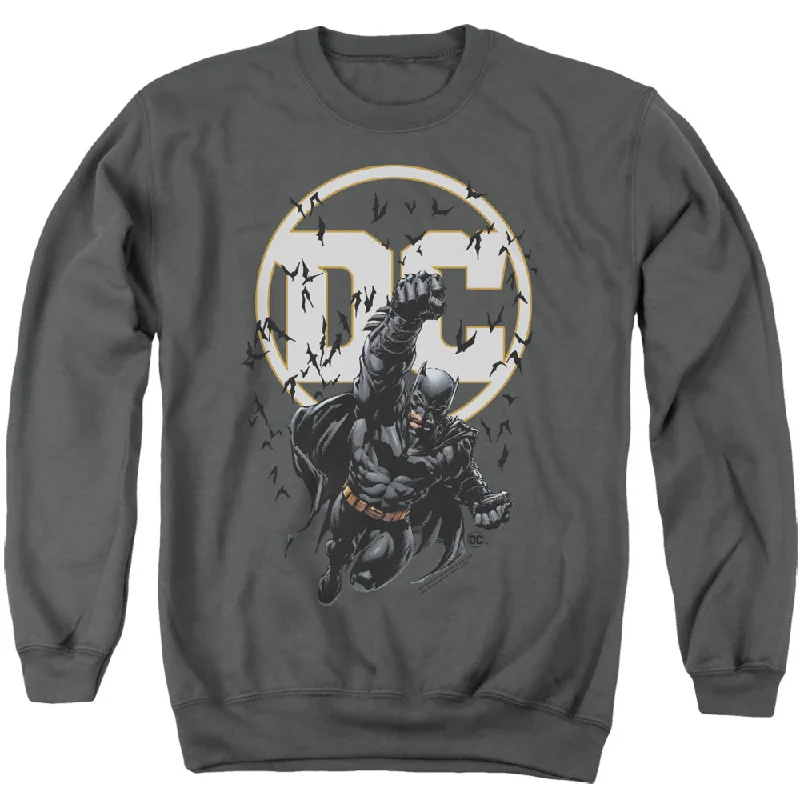 Batman Sweatshirt DC Logo Bats Flying Charcoal Pullover