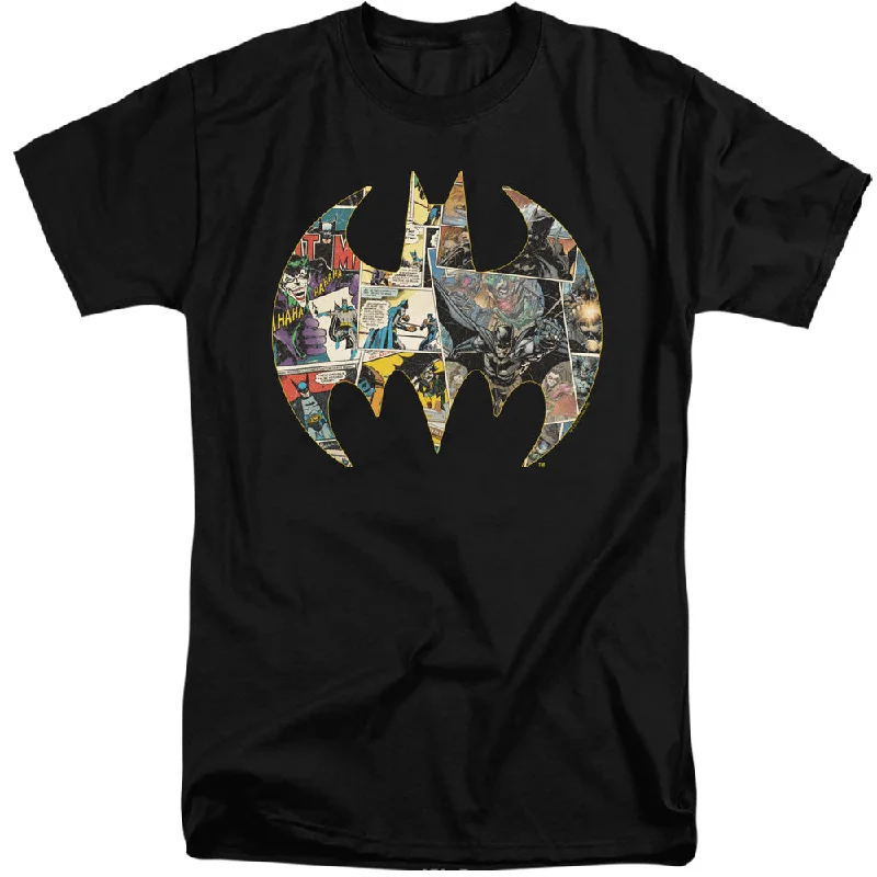 Batman Tall T-Shirt Collage Shield Black Tee