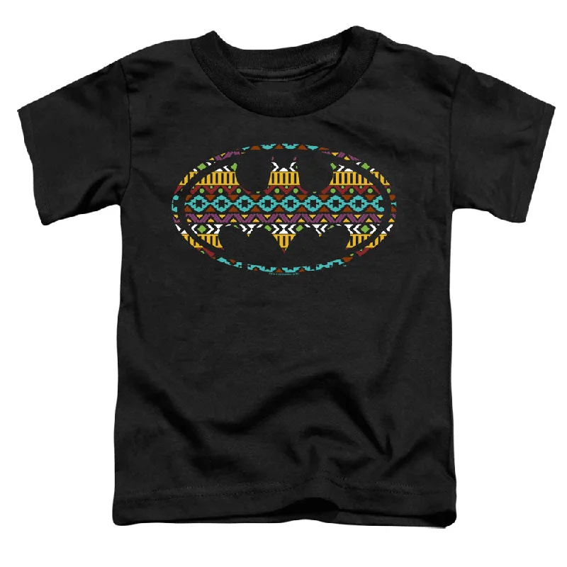 Batman Toddler T-Shirt Aztec Art Logo Black Tee