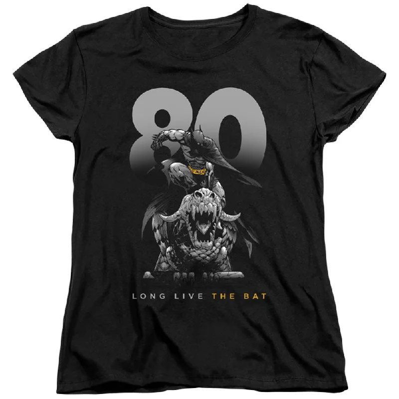 Batman Womens T-Shirt 80 Years Long Live The Bat Black Tee