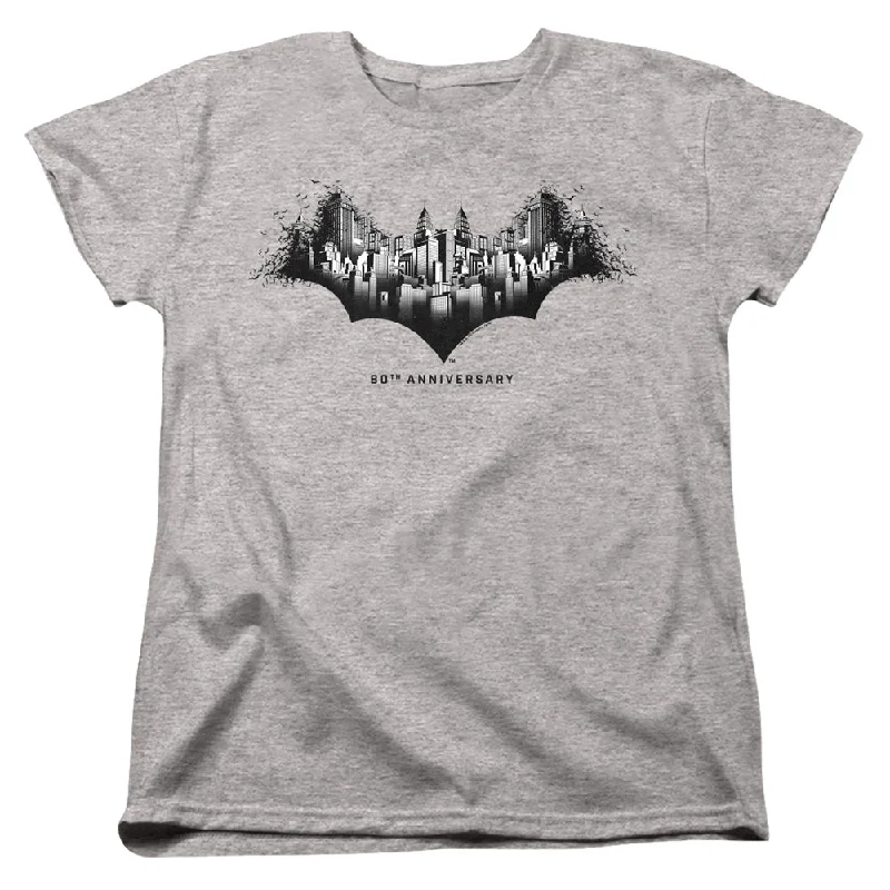 Batman Womens T-Shirt 80th Anniversary Gotham City Heather Tee