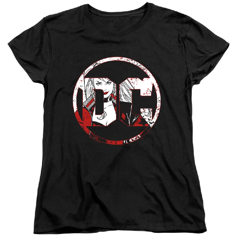 Batman Womens T-Shirt DC Logo Harley Quinn Black Tee