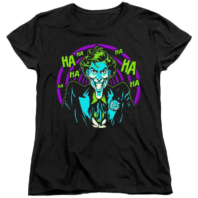 Batman Womens T-Shirt Joker Hahaha Black Tee