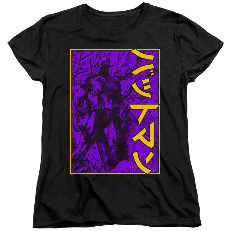 Batman Womens T-Shirt Kanji Framed Black Tee