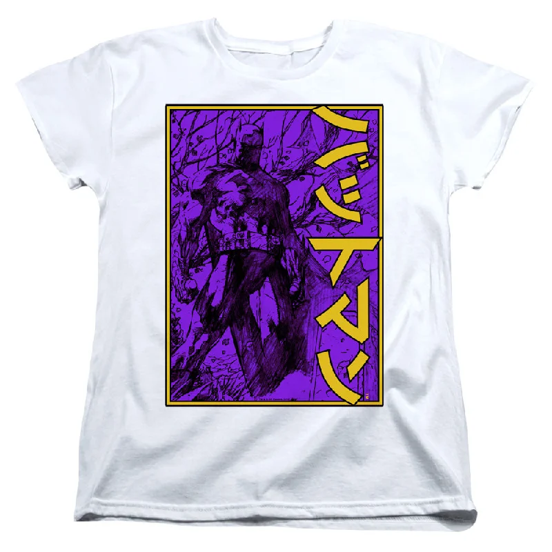 Batman Womens T-Shirt Kanji Framed White Tee