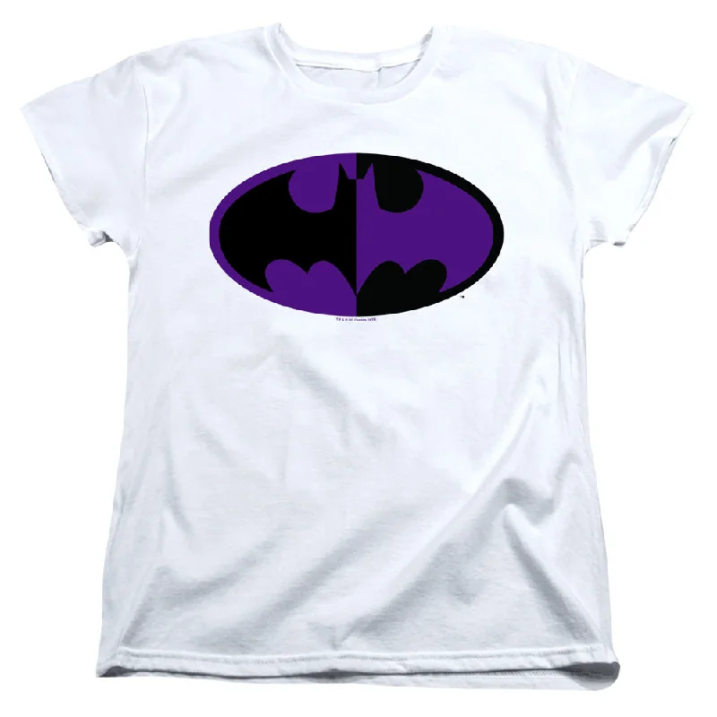 Batman Womens T-Shirt Split Logo White Tee