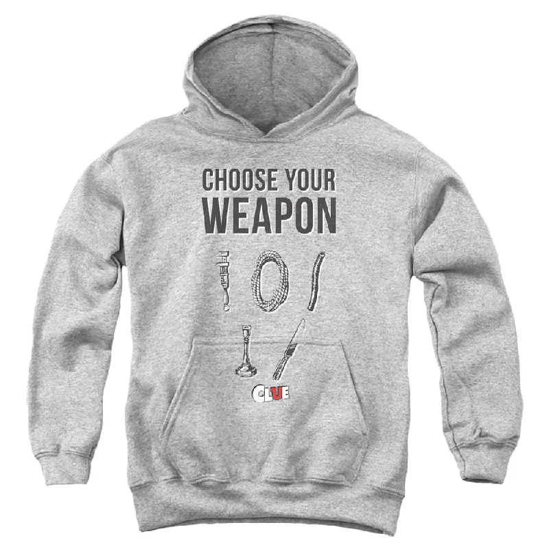 Clue Kids Hoodie Choose Your Weapon Athletic Heather Hoody