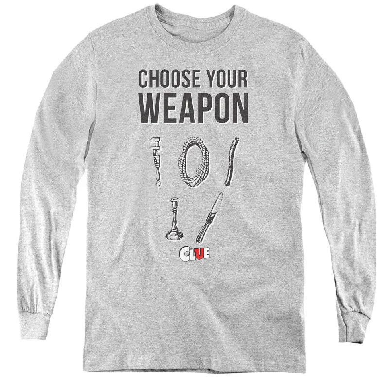 Clue Kids Long Sleeve Shirt Choose Your Weapon Athletic Heather