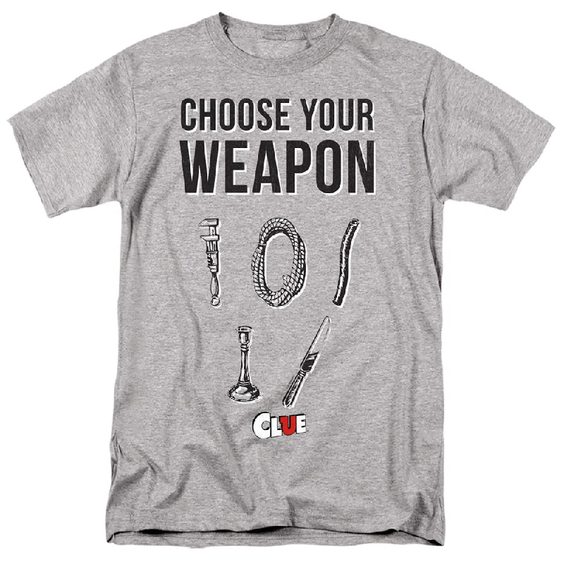 Clue T-Shirt Choose Your Weapon Athletic Heather Tee