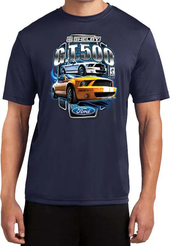 Ford Mustang Shirt Shelby Yellow and White GT500 Moisture Wicking Tee