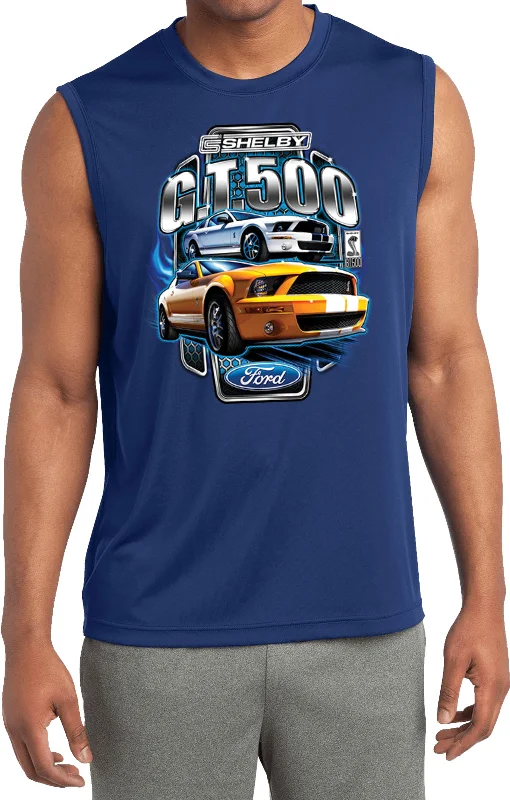 Ford Mustang T-shirt Shelby Yellow and White GT500 Sleeveless Tee