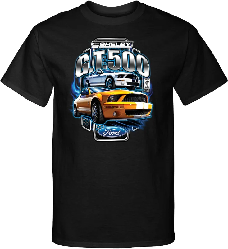 Ford Mustang T-shirt Shelby Yellow and White GT500 Tall Tee