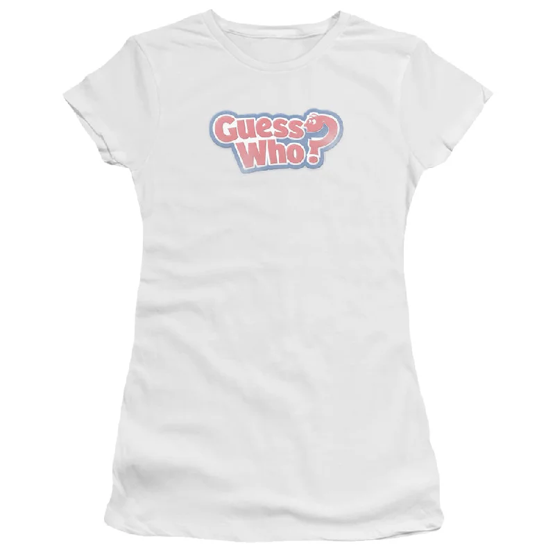 Guess Who Juniors T-Shirt Distressed Logo White Premium Tee