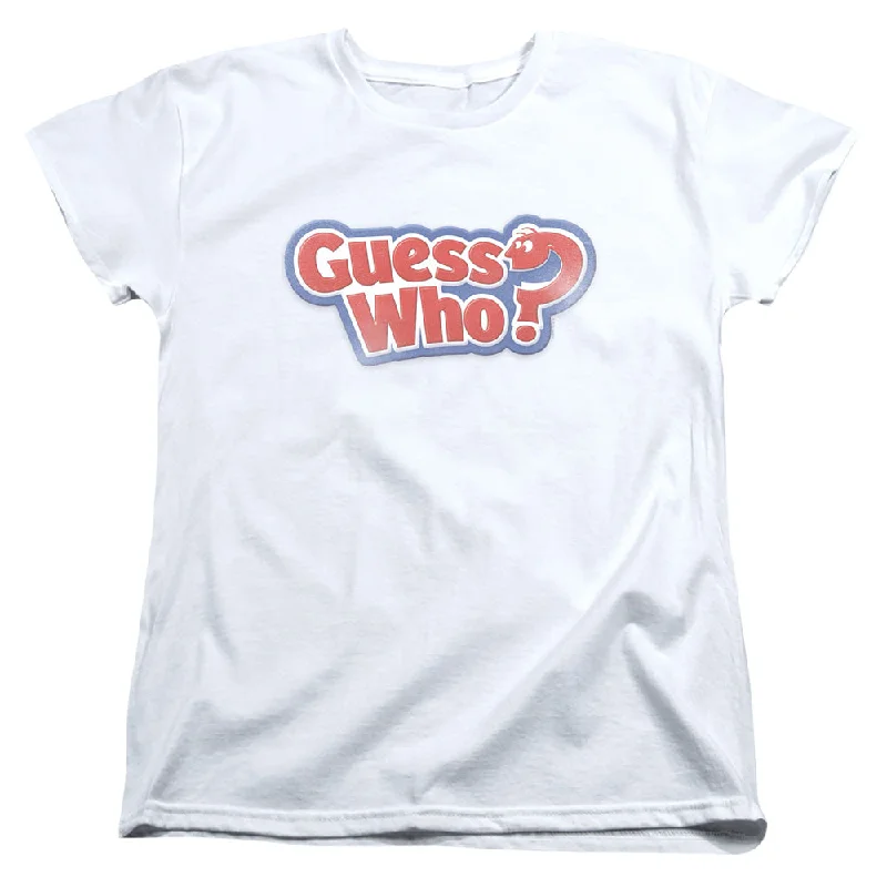 Guess Who Womens T-Shirt Distressed Logo White Tee