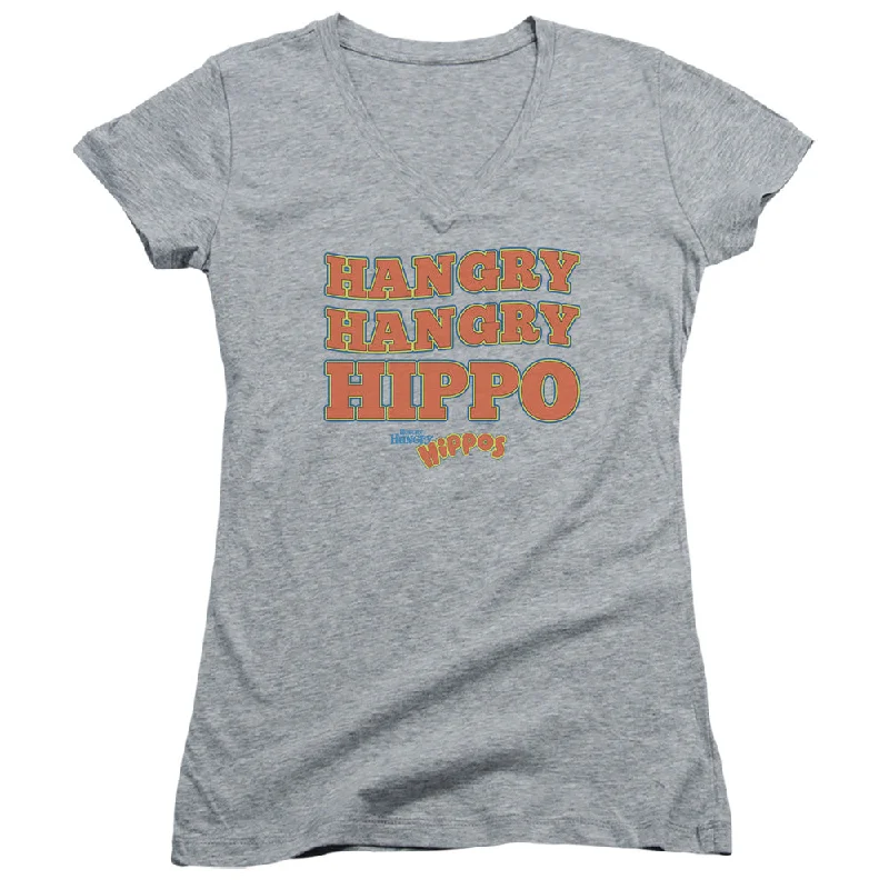 Hungry Hungry Hippos Juniors V-Neck T-Shirt Hangry Athletic Heather